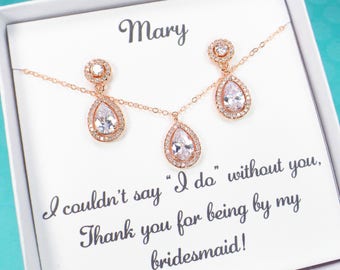 Bridesmaid Gift set,Rose gold Bridesmaid Earrings,Bridal Jewelry set,Crystal Earrings,wedding jewelry,Bridal earrings,bridal party gift