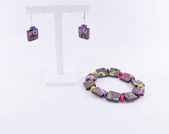 "Vitamins" parure: bracelet and earrings