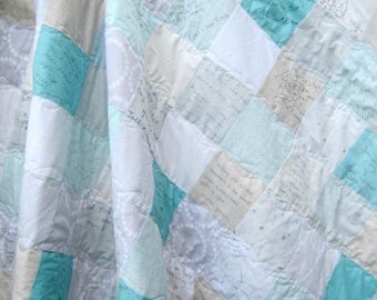 Wedding guest book alternative - wedding quilt - guest book quilt - baby shower gift - keepsake quilt - low volume quilt - signature quilt
