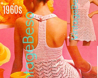 Crochet Dress Pattern PDF Pattern Ladies 1960s Sexy Dress Vintage Crochet Pattern Crochet Mini Dress Crochet Instant Download Pattern