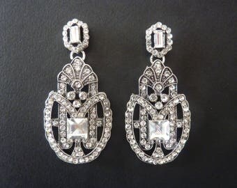 Art Deco Earrings Great Gatsby Earrings Vintage Earrings Art Nouveau Earrings Wedding Bridal Downton Abbey Downtown Abbey Crystal Earings