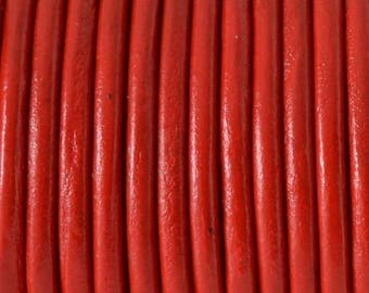Leather cord red 4mm by 20cm