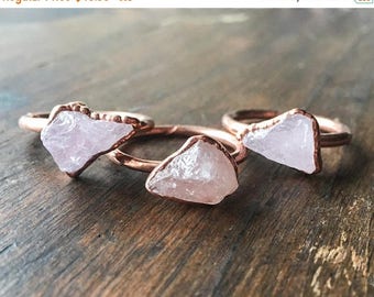 ON SALE Morganite Ring | Raw Morganite Ring | Raw Stone Ring | Morganite Ring | Electroformed Jewelry | Crystal Ring | Pink Stone Ring |