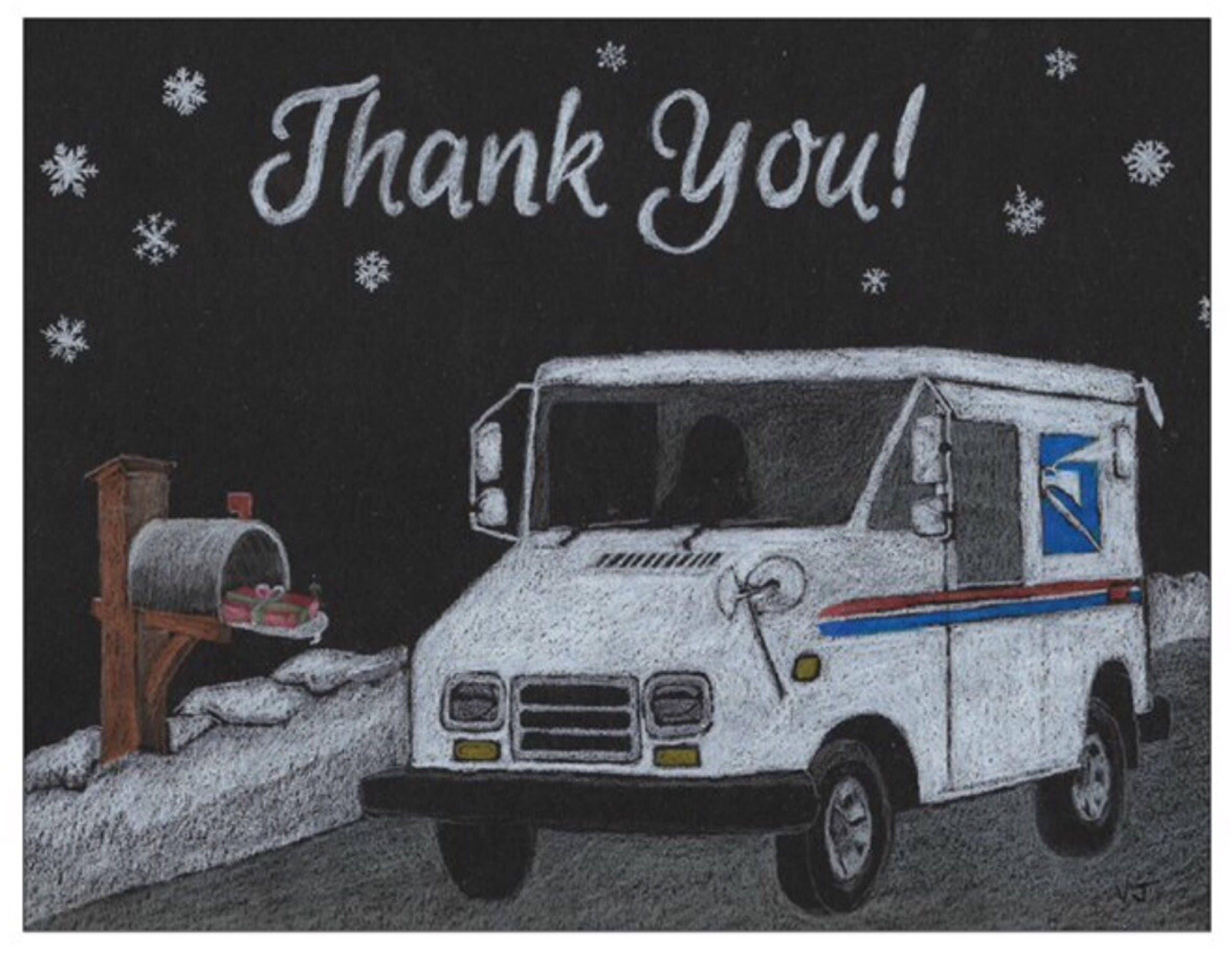 25 50 or 100 Letter Carrier Thank You Post Cards postcards