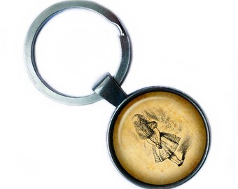 Alice in Wonderland Alice Watching Keychain Keyring