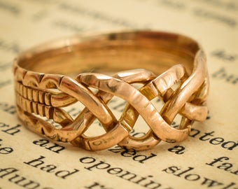 Antique Victorian 18k Gold 4-piece Puzzle Ring, c1870