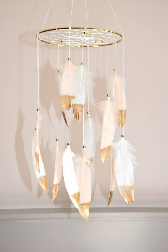 Baby Girl Nursery Mobile Dreamcatcher Mobile Blush White