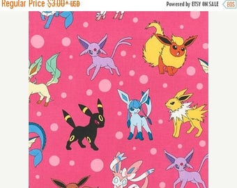 SALE Pokemon Character on Pink Fabric, Pokemon Fabric, Pikachu on Pink Kaufman fabric 16210-10 / Yardage. Pokemon by the Yard / Pokemon Go Q