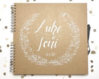 Medium Kraft scrapbook, guest book, baby book, personalised, typography, gift
