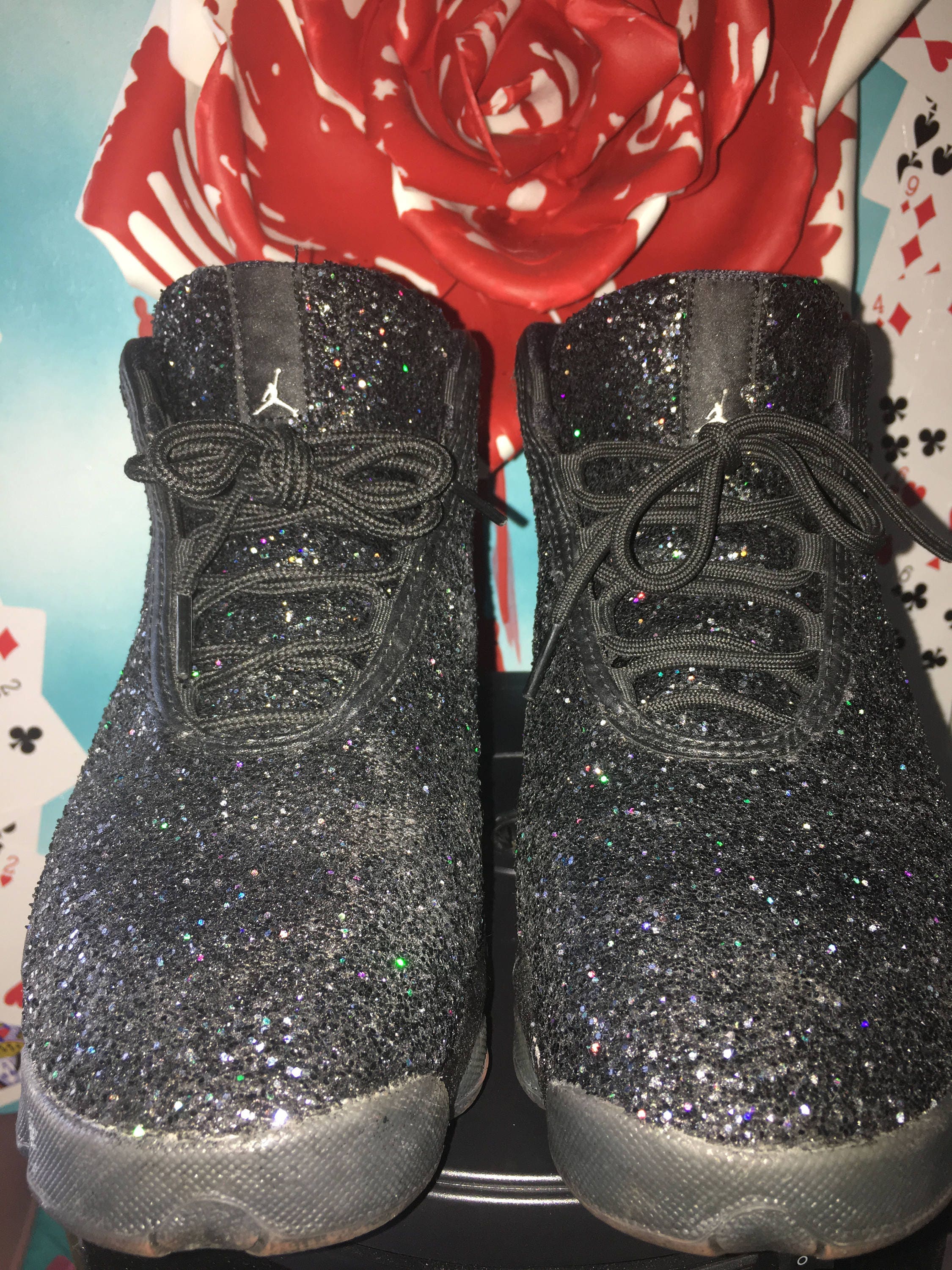 sparkly jordans black