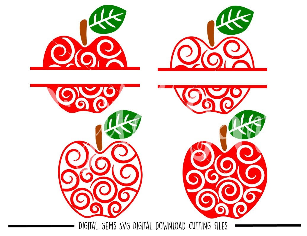 Teacher Swirly Apple svg / dxf / eps / png files. Digital