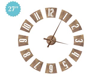 Arabic Numerals Clock Wall Clock Walnut Decor Rustic Wall Clock Living Room Clock Wooden Wall Clock Wall Decor Office Clock Brown Clock