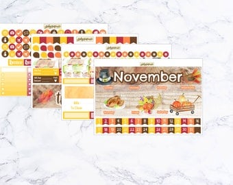 November Monthly Kit Thanksgiving Theme ~ For Use With Erin Condren Life Planners