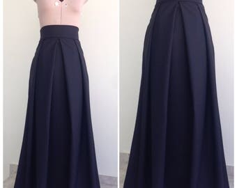 Maxi Skirt / High Waisted Skirt / Womens Skirts / Long Skirt / Skirt With Pockets / Black Skirt / Cotton Skirt