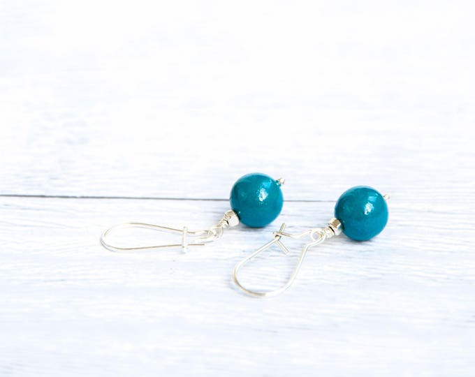 Small dangle earrings, Blue earrings for wedding, Dark blue earrings, Dark blue drop earrings, Small blue earrings, 8-18mm ball size