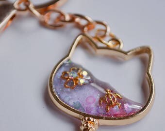 Cat kitty resin charm keychain