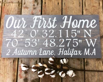 Farmhouse wall decor, Custom GPS coordinates sign, GPS coordinates gift, Latitude longitude wood sign, Wooden signs custom