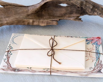 Sunrise stationary letter writing set - handmade paper - original artwork - nature scene