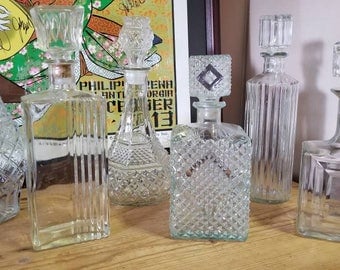 Collection of 6 Vintage Glass Decanters