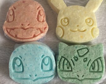 4 pack Pokémon bath bombs, homemade bath bombs, lavender bath bombs
