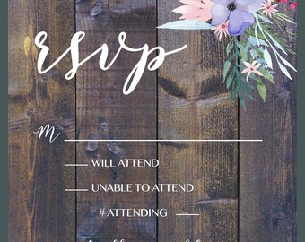 Wedding RSVP Card - Lauren - Wedding Invitations - Elegant, Vintage, Rustic, Floral