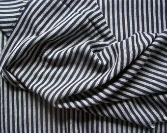 Wool Blend Fabric Stripe Navy Blue and White 4.375 yards