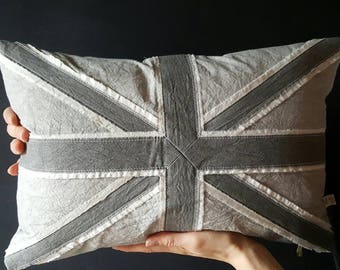 Hand-dyed Union Jack pillow | Grey