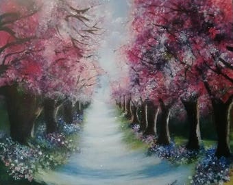painting"cherry lane blossom "