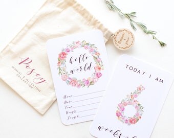 Posey Baby Milestone Cards - Girl Floral - Baby Gift - Baby Shower Gift - Baby Keepsake