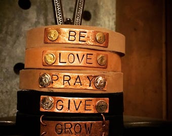 Stamped leather bracelet