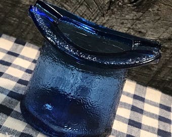 1940's Cobalt Blue Glass Top Hat Ashtray, mid century, mancave,tobacco, bar decor, cabin, pipe smoker, novelty ashtray, smoking memorabilia