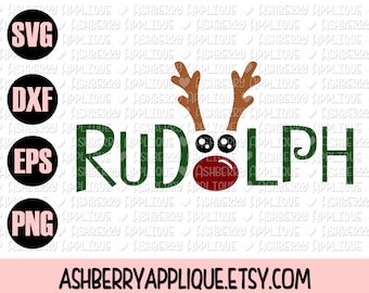 Rudolph Christmas SVG/DXF Cut File - Instant Download - Reindeer - Baby's First Christmas - Holiday - Vector Clipart - Commercial Use