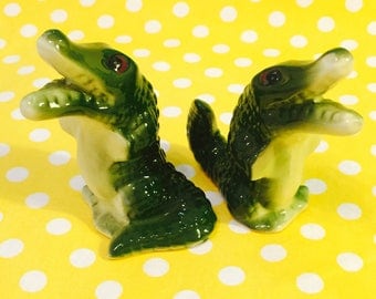 Anthropomorphic Alligators Crocodiles Salt and Pepper Shakers made in Japan circa 1950s