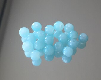 Light Blue Round Beads - Baby Blue Round Glass Beads 6mm - Package of 20 (#584)