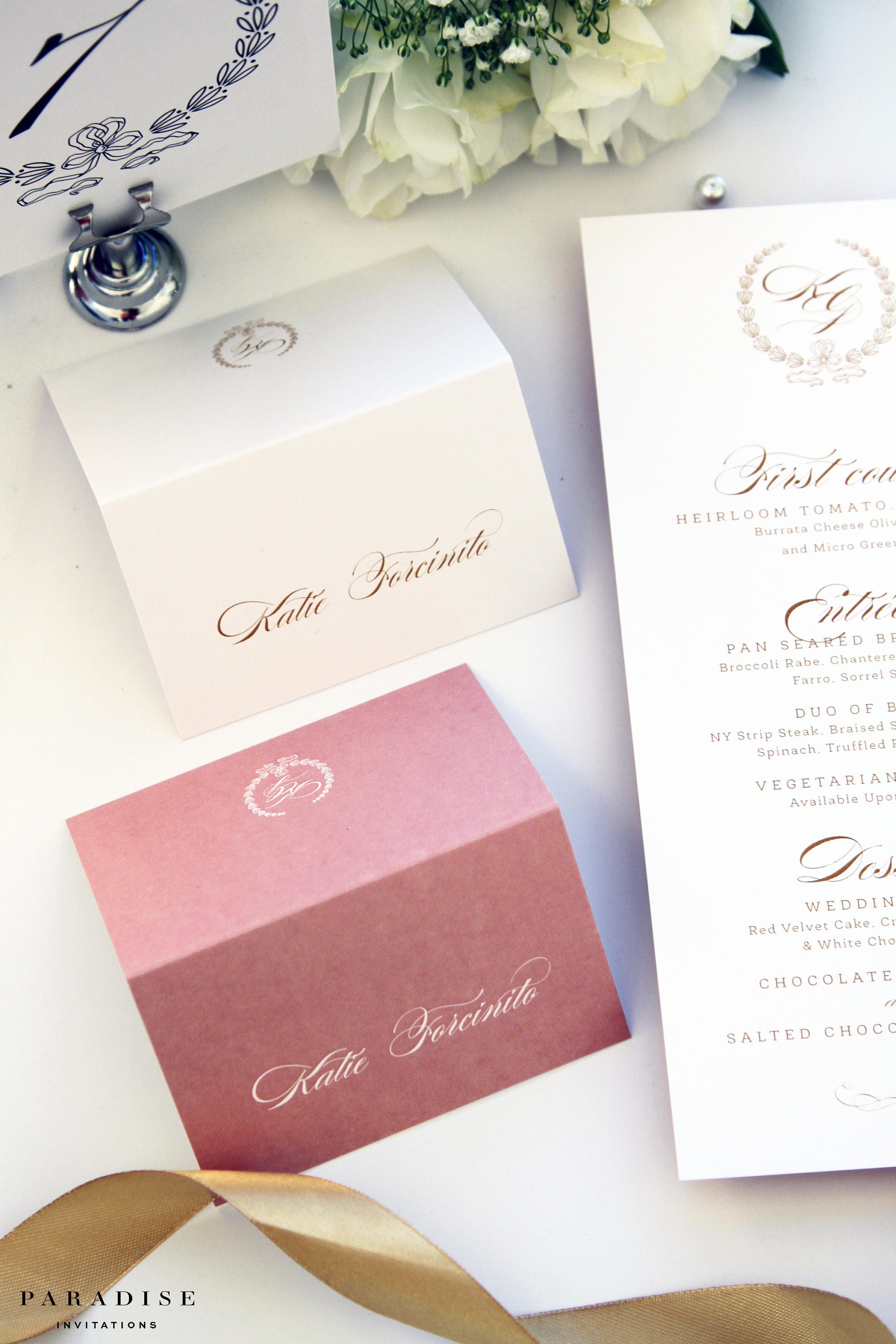 katerina peach and gold place cards elegant place cards with monogram printable place cards - Printed Place Cards katerina peach and gold place cards elegant place cards with monogram printable place cards - Printed Place Cards