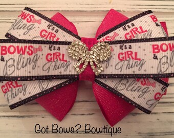 Bows & Bling! It's A Girl Thing Hair Clip Bow
