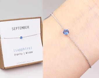 September birthstone, birthstone bracelet, bridesmaid proposal gift, birthstone jewelry, birthday gift, birthstone gift, sapphire bracelet