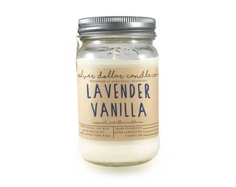 Lavender and Vanilla 16oz Scented Candle, Soy Candles, Mason Jar Candles, Birthday Gifts, Gift Idea, Gift for mom, scented candles
