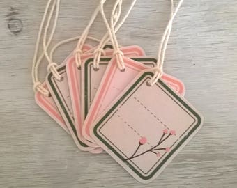 6 pink and green retro store tags