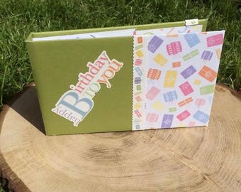 Happy Birthday mini album, birthday girl gift, birthday boy, photo display, keepsake, decorations, special day gift, scrapbook, handmade,