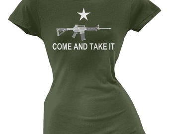 AR-15 Come And Take It Military Green Juniors T-Shirt