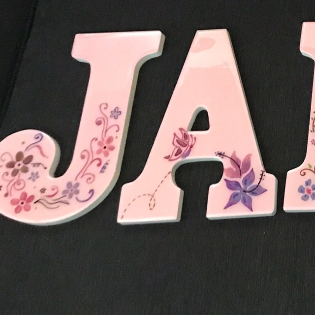 wooden wall letters personalized and hand painted