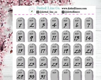 Headstone Planner Date Cover | Halloween Planner Stickers | Date Covers for Erin Condren Happy Planner Recollections Planner Bujo and more!