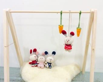 Bunny Pram Toy, Baby Gym Toy, Bunny Pram toy, Gym Activity Toy, Nursery Gift, Crochet Crib Toy, Pacifier Clipper Mobile Door Hanger