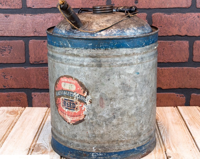 Antique Gas Oil Can | 2 Gallon | Reed Manufacturing Company | Vintage Petroliana