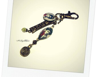 bag charm Keychain Bohemian inspired, geisha