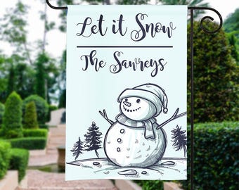 Personalized Garden Flag - Let it Snow -Fall Garden Flag Holiday 12 by 18 Custom Yard Flag Best Selling Gift For Her Home Decor Winter Snow