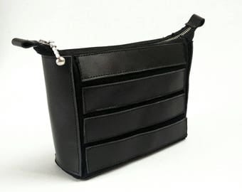 Sale/Black leather cosmetic bag/ Only one available