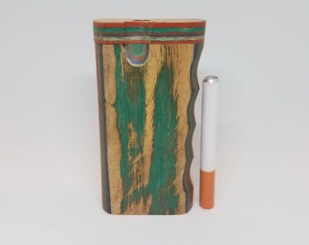 4" Multi-colored Wooden Dugout with Bat
