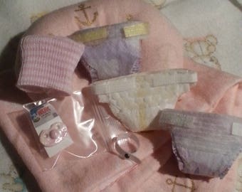 9 piece Mini silicone reborn Baby Boppy and Diaper Set 4"-5"